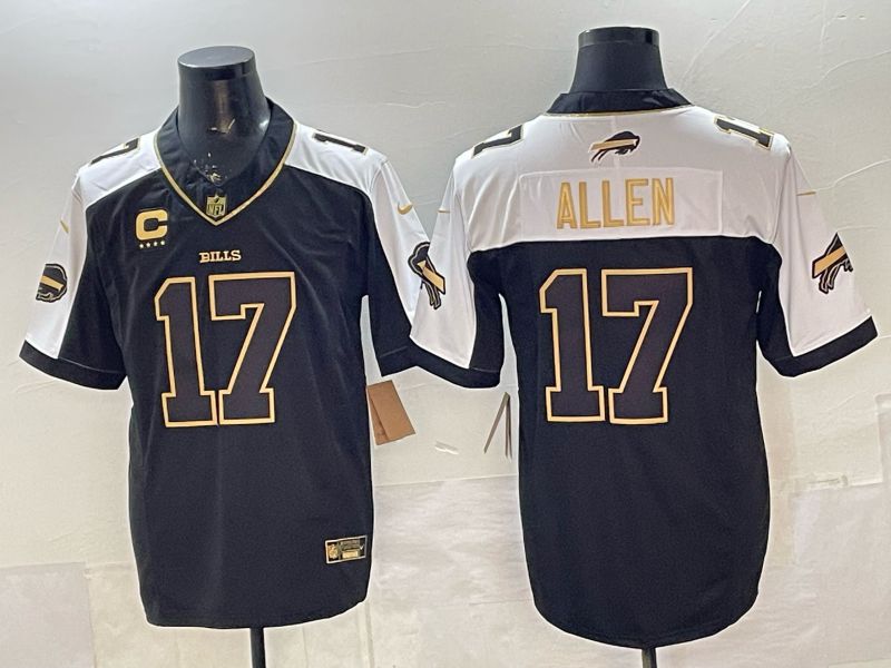 Men 2026 Buffalo Bills #17 Allen black gold three generations Nike Limited NFL Jersey style 001